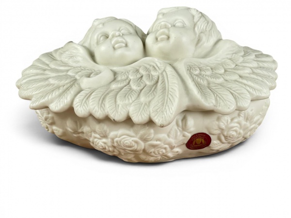 Joias . Waltherglas (Germany) caixa decorativa em porcelana branca modelada em ...