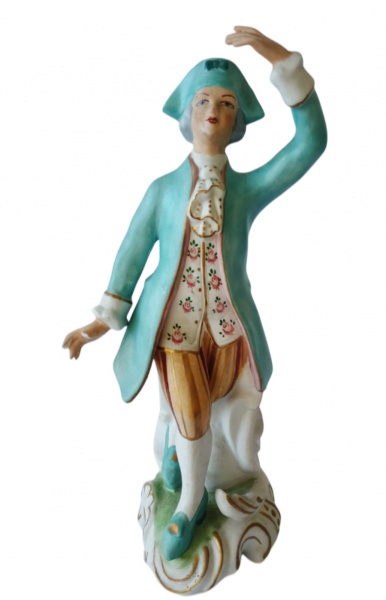 Joias . Antiga escultura europeia em porcelana policromada, com foto 3