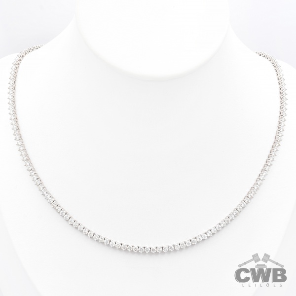 Joias . CONDIÇÃO ESPECIAL: 3x SEM JUROS: Colar ESTILO RIVIERA em Ouro Branco 18K com ...