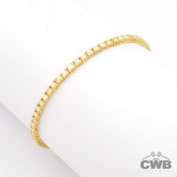 Joias . Pulseira RIVIERA em Ouro Amarelo 18K com 58 Diamantes de 3 Pontos cada (1,74 ...