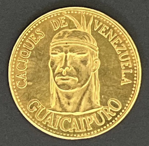 Joias . MOEDA DE OURO - CACIQUES DA VENEZUELA - 6 g OURO 900 - LINDA PEÇA