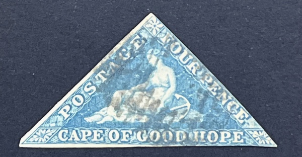 Joias . COLÔNIA DO CABO DA BOA ESPERANÇA  1855/1858  TRIANGULAR HOPE SEATED  4 PENCE ...