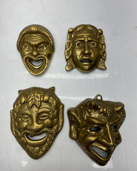 Joias . RARA Coleção de máscaras decorativas de parede em estilo grego, em  bronze ou ...