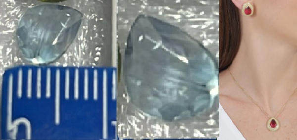 Joias . TURMALINA PARAIBA AFRICANA -  LAPIDAÇÃO GOTA  - COR AZU foto 8