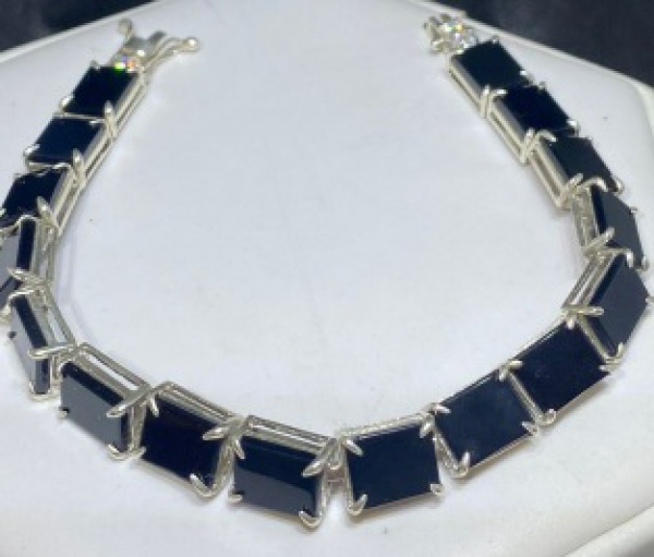 Joias . COLAR Riviera em prata 950 com topázio azul oval 7x9 co foto 5