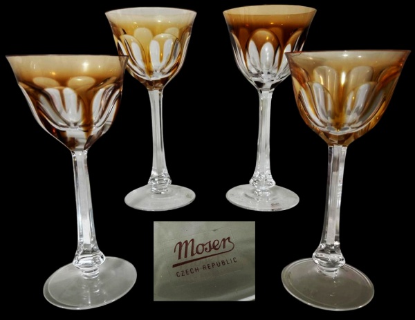 Joias . MOSER -CZECH REPUBLIC- Magnifico conjunto de quatro(4) taças em finíssimo ...