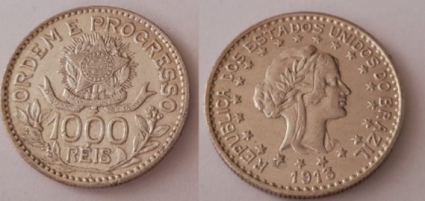 Joias . ADRI 150 - Moeda de prata 500 réis - Brasil - 1913 - es foto 6