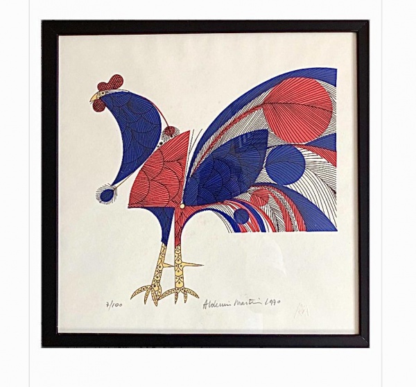 Arte . Aldemir Martins (1922-2006).. Rinha de galos. Aquarela foto 6