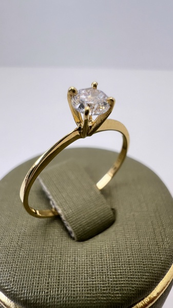 Joias . ANEL SOLITÁRIO CONFECCIONADO EM OURO BRANCO 18K, COM 1 foto 1