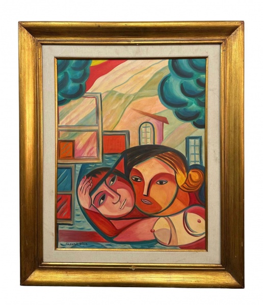Arte . CICERO DIAS, Óleo sobre Tela, Representando " Figuras ", Com Moldura ...