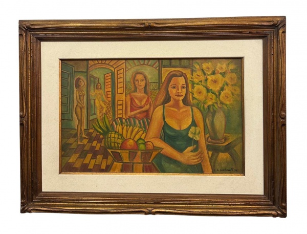 Arte . E. DI CAVALCANTI, Óleo sobre Tela, Representando " Mulatas " Com ...