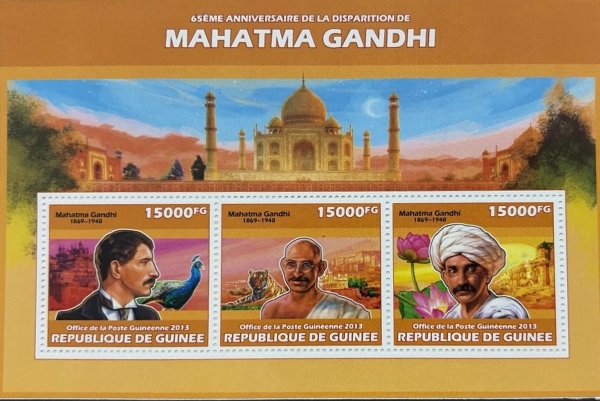 Joias . País Republica de Guinee - Tema Personalidades Gandhi Bloco MINT