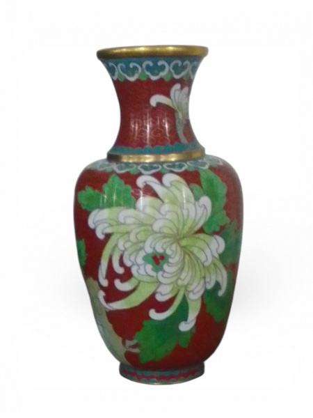 Joias . Antigo e raro vaso em Cloisonné, todo em bronze, pintad foto 6