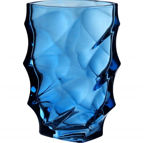 Joias . Belíssimo vaso azul  em vidro com efeito colmeia , belí foto 6