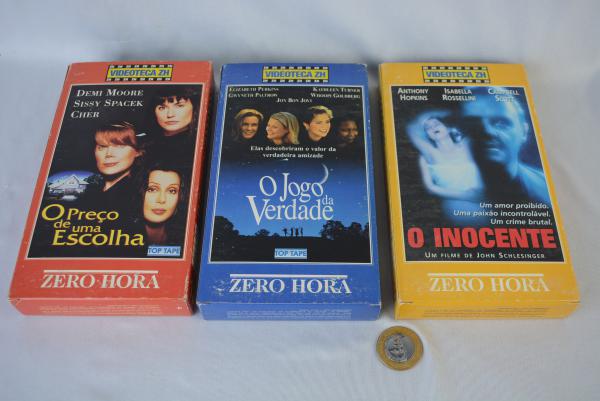 Lote de 10 fitas de VHS com filmes da década de 1990, sendo 9 da