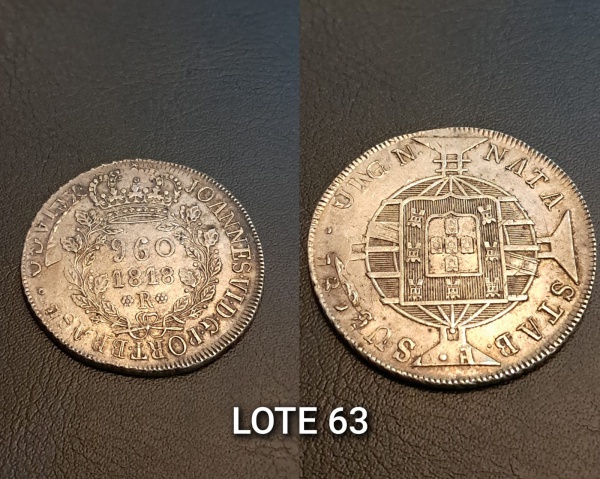 Joias . Brasil - 1818 R - 960 Réis - Prata 0,896% - Peso 27,07g - MBC - Expectativa ...
