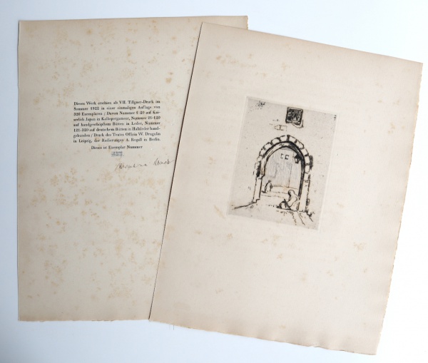 Joias . HERMANN STRUCK (18761944) - Rara gravura original de 1922 com uma folha de ...