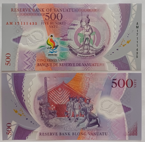 Joias . Vanuatu, 500 Vatu, 2017, FE. Polímero.