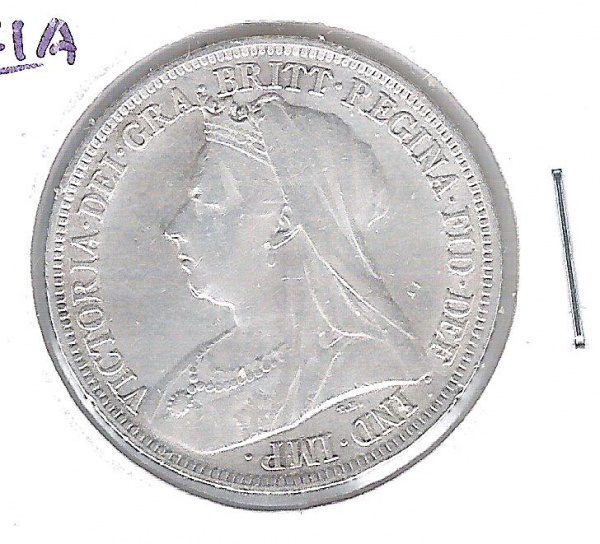 Joias . INGLATERRA - 1 Shilling - 1900 - Prata .925 - 5,6 g - 23 mm - s/fc. Rainha ...