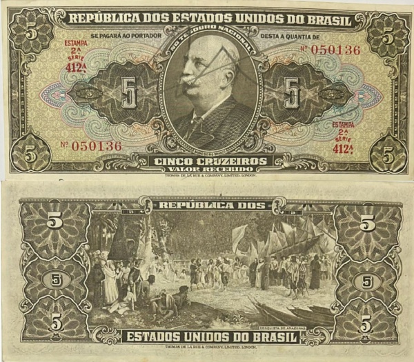 Joias . BRASIL CEDULA RARA COM ERRO DE CORTE COM A LETRA K E DE foto 1