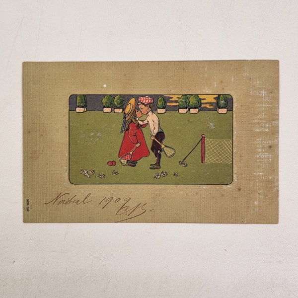 Arte . Raríssimo cartão postal com uma pintura da cidade de Sã foto 3