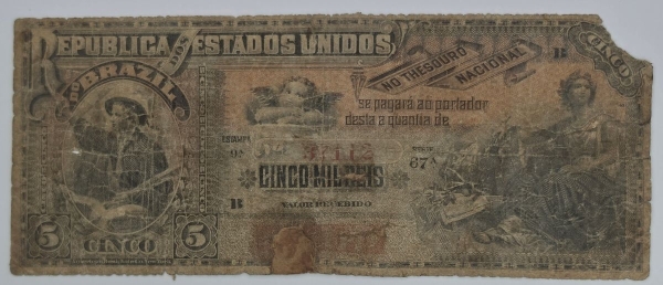 Joias . Cédula BRASIL, 1000 réais, série A1115A(primeira famíl foto 7