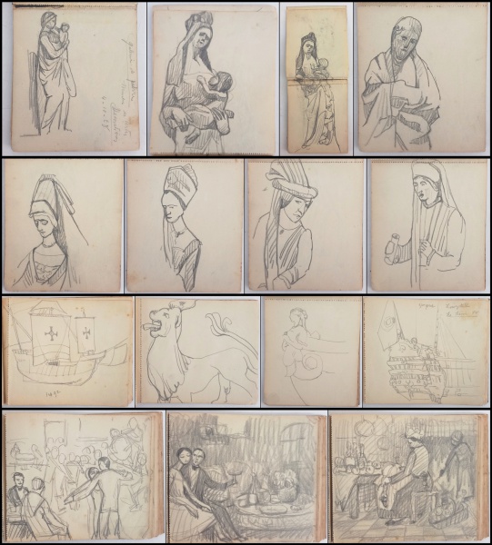 Arte . AM076, E. DI CAVALCANTI, óleo sobre cartão, composição, foto 3