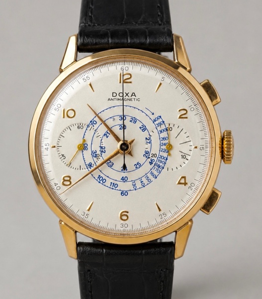 Relogios . Doxa - Ouro 18k 720 - Raríssimo relógio Doxa Valjoux 22 Cronógrafo rico em ...