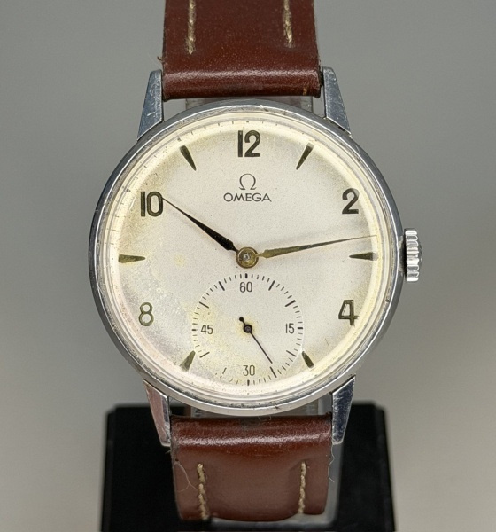 Relogios . Omega - Belíssimo Relógio Omega Cal 30T2 com caixa em aço e pulseira em couro ...