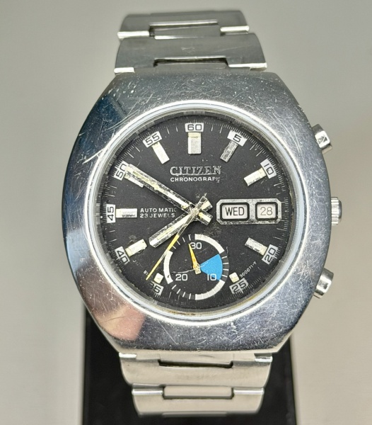 Relogios . Citizen - Belíssimo Relógio Citizen 8100 Cronógrafo Black Dial rico em detalhes ...