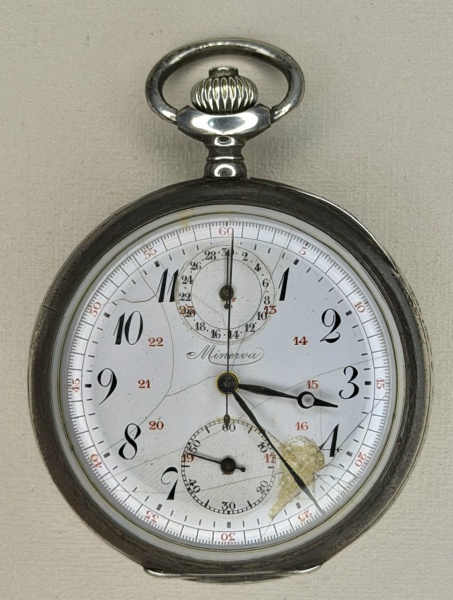 Relogios . Minerva - Prata 800 - Raríssimo Relógio de bolso Minerva Cronógrafo movimento à ...