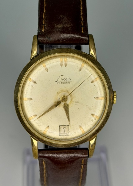 Relogios . Lincoln - Relógio suíço de pulso movimento à corda com pulseira em couro - ...