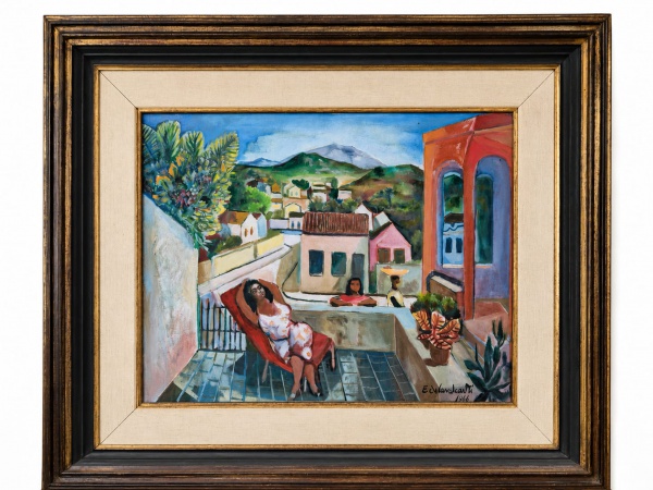Arte . Di Cavalcanti - Sem titulo, óleo sobre tela, 50x65cm. Assinado e datado 1966.