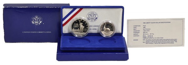 Joias . Moeda dos Estados Unidos - Estojo Centenário da Estátua da Liberdade - 1 Dolar ...