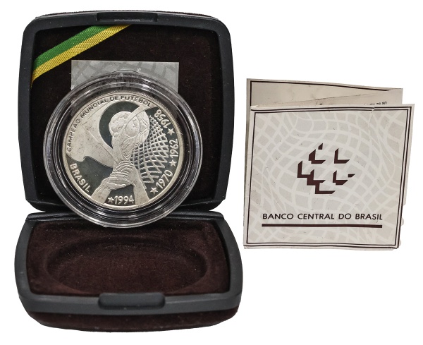Joias . Moeda do Brasil - 4 Reais - Tetra Campeonato Mundial - 1994 - Prata (.925) 27 ...
