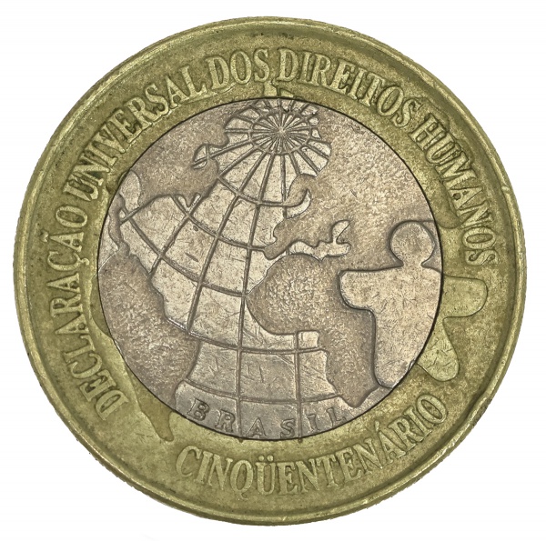 Joias . Moeda do Brasil - 1 Real - DH - DIREITOS HUMANOS - 1998 - Cat. AI V546 - ...