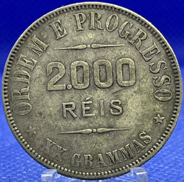 Joias . Moeda Brasil Império 2000 Réis 1889 Prata .917 - 25,5 g foto 4