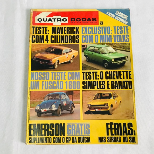 Joias . Revista automotiva 4Rodas, ano XV, nº 179 , Junho 1975, conforme fotos; aprox. ...