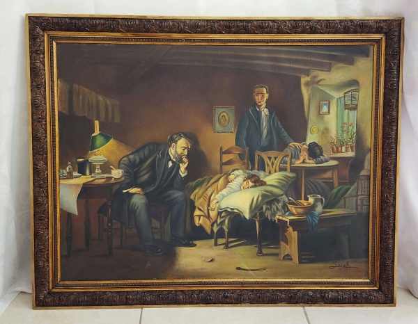 Arte . Belo e grande  quadro oléo sobre tela inspirado na clássica obra The Doctor de ...
