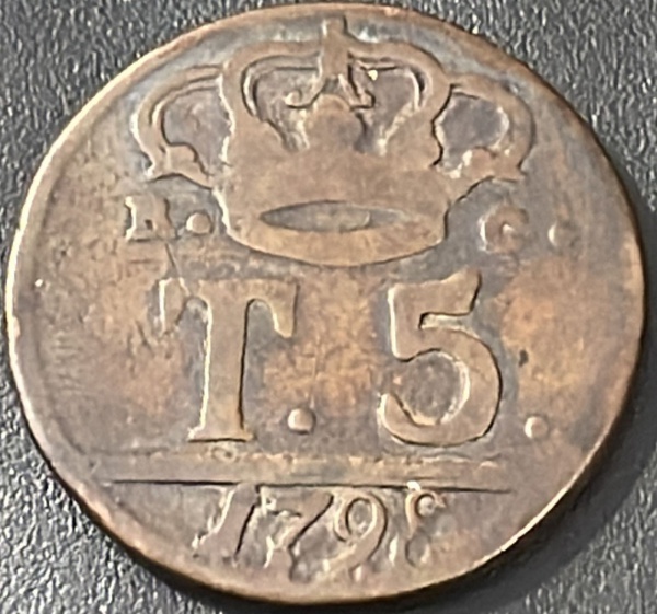 Joias . DIFICIL - EMISSOR - MOEDA KINGDON OF NAPLES - 5 TONESI 1798 R.C. - COBRE - ...