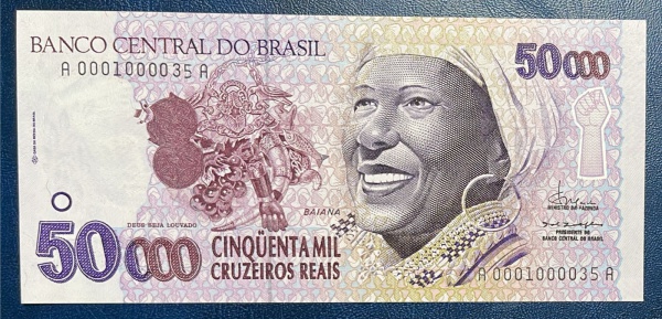 Joias . RARA - (SERIE 0001) - CEDULA DO BRASIL - 50 000 CRUZEIROS REAIS - C240 (REF. ...
