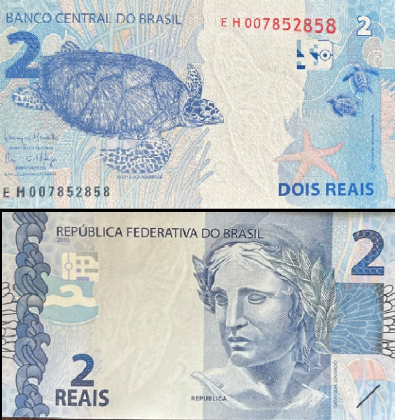Joias . BRASIL CEDULA RARA  COM ERRO DE CORTE NA CEDULA DE 2 RE foto 3