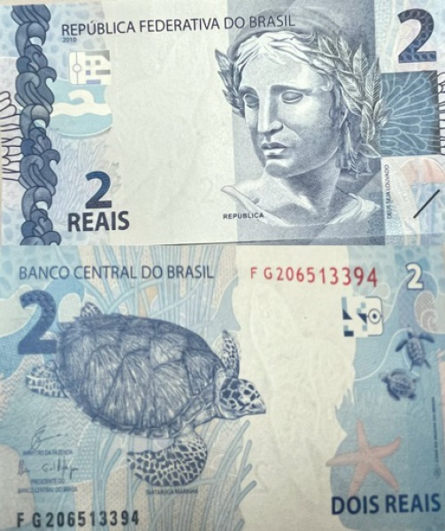Joias . BRASIL CEDULA RARA  COM ERRO DE CORTE NA CEDULA DE 2 RE foto 4