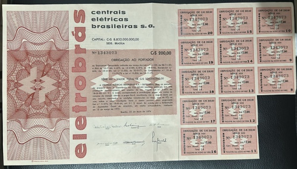 Joias . Apólice - Eletrobras - Letra BB - Com 4 Cupons - Ao Por foto 1