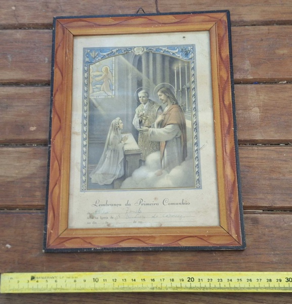 Arte . QUADRO GRANDE ANTIGO DE JESUS REZANDO -COM VIDRO E LUZ foto 8