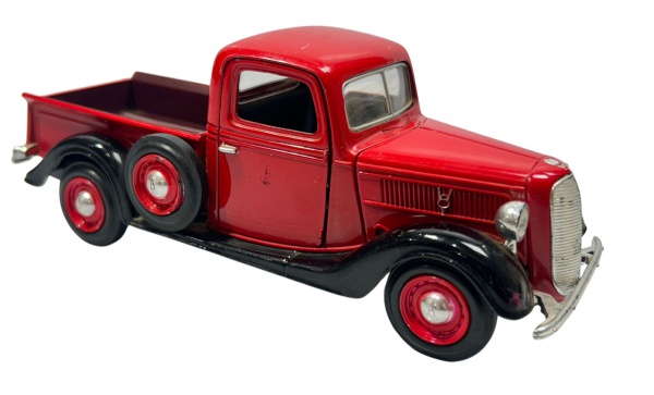 Joias . Miniatura Caminhonete Pick-up Ford 1937 em Metal. Cor Vermelha, pneus ...