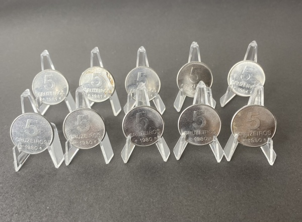 Joias . MOEDA BRASIL - 5 CENTAVOS - 1967 - BONÉ - 5 REBATIDAS - foto 3