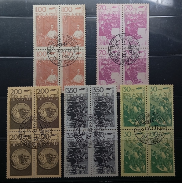 Joias . Brasil, quadras com carimbo comemorativo, oxidação no v foto 1
