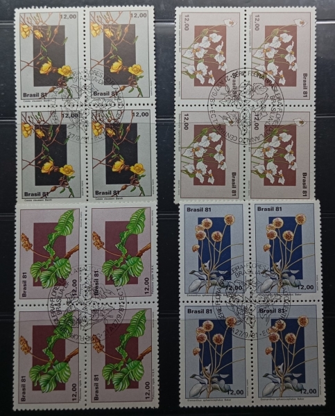 Joias . Brasil, quadras com carimbo comemorativo, oxidação no v foto 3
