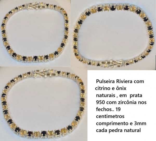 Joias . Pulseira Riviera em prata 950 gemas topazio azul e Ágat foto 2